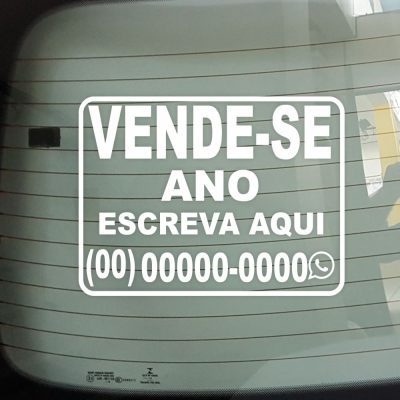 Com o Adesivo para Carro Vende-se você vai aumentar as chances de vender seu veículo colocando as informações como ano e seu telefone.